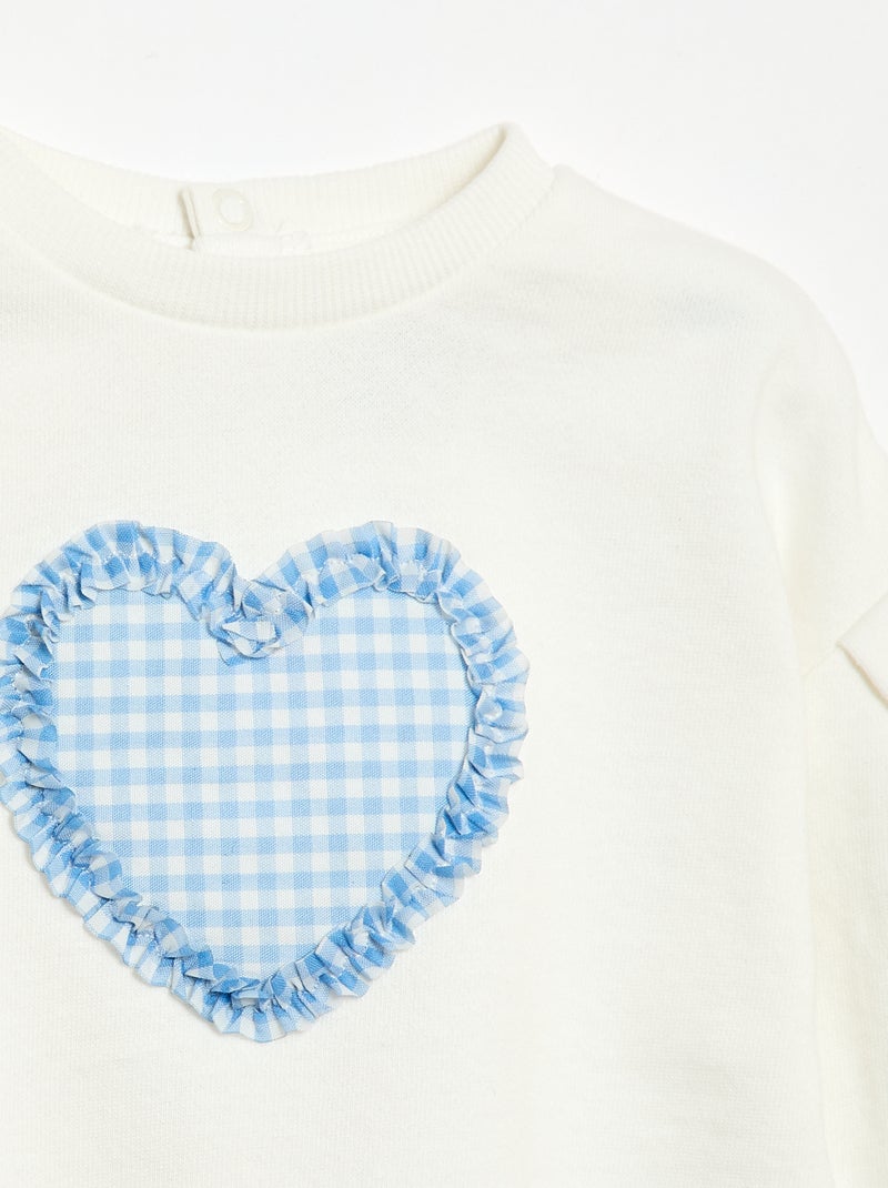 Leichtes Sweatshirt mit Rundhalsausschnitt und Muster Weiß - Kiabi
