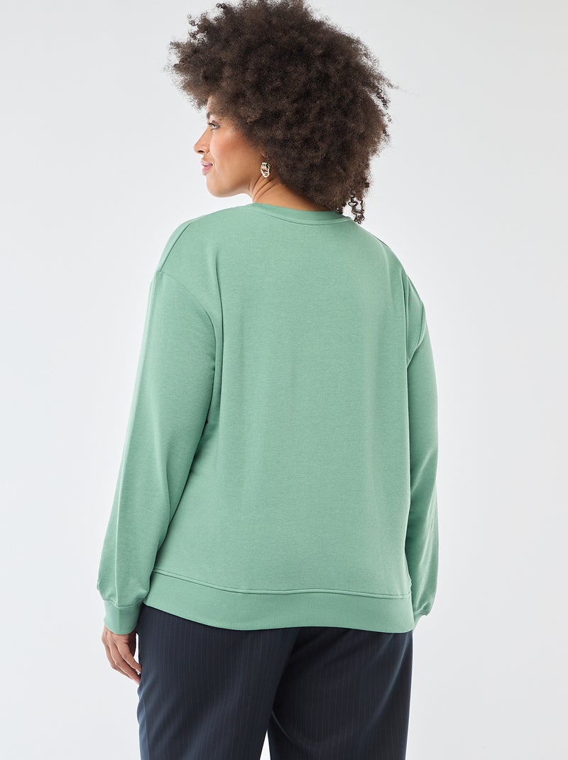 Leichtes Uni-Sweatshirt mit Rundhalsausschnitt Grün - Kiabi