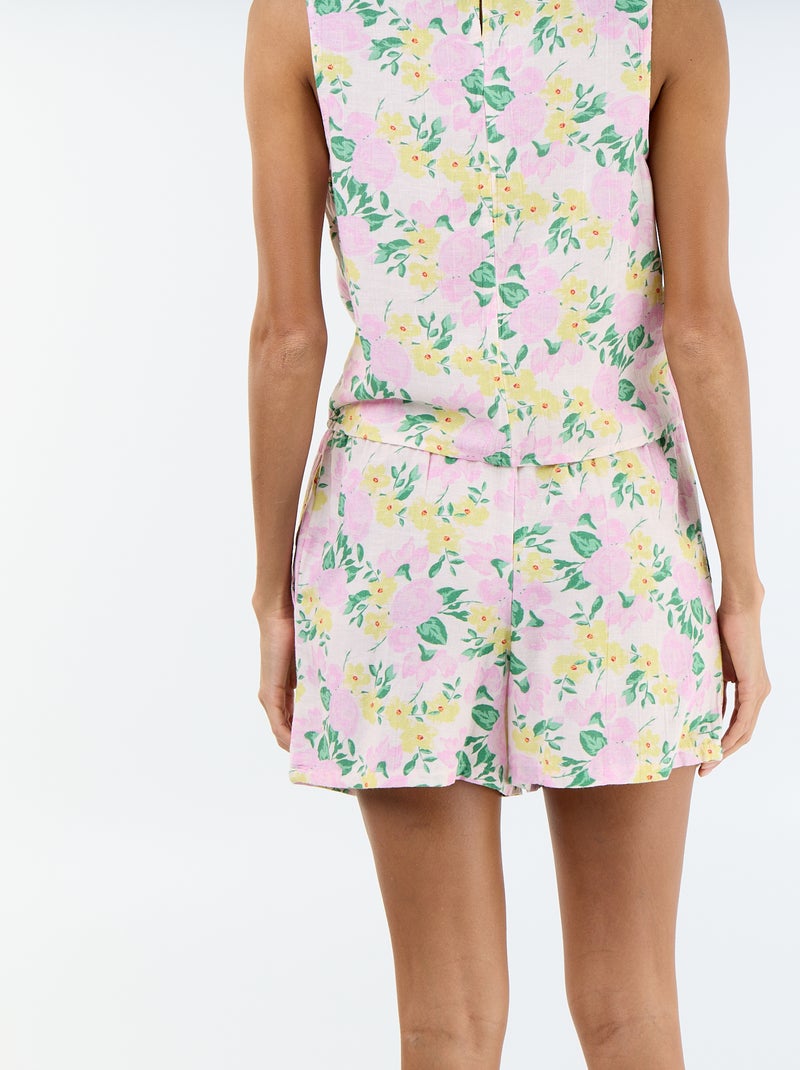 Leinen-Mix-Short Rosa - Kiabi