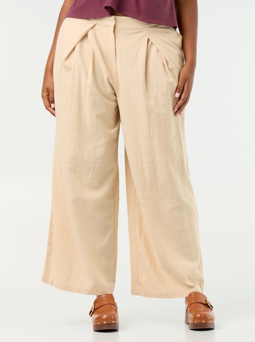 Leinenmischgewebe-Hose im Wide-Leg-Schnitt - Kiabi Leinenmischgewebe-Hose im Wide-Leg-Schnitt - Kiabi