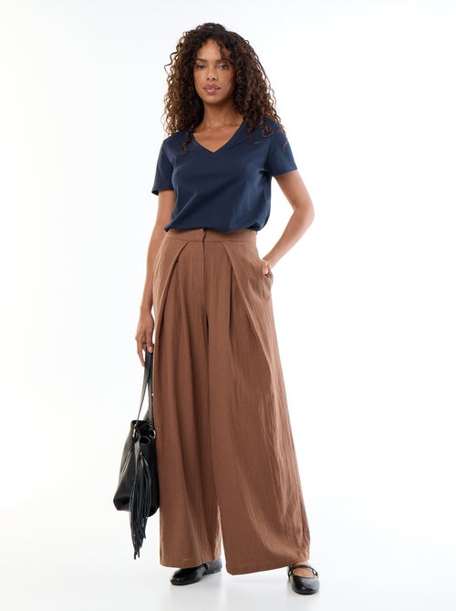 Leinenmischgewebe-Hose im Wide-Leg-Schnitt - Kiabi Leinenmischgewebe-Hose im Wide-Leg-Schnitt - Kiabi