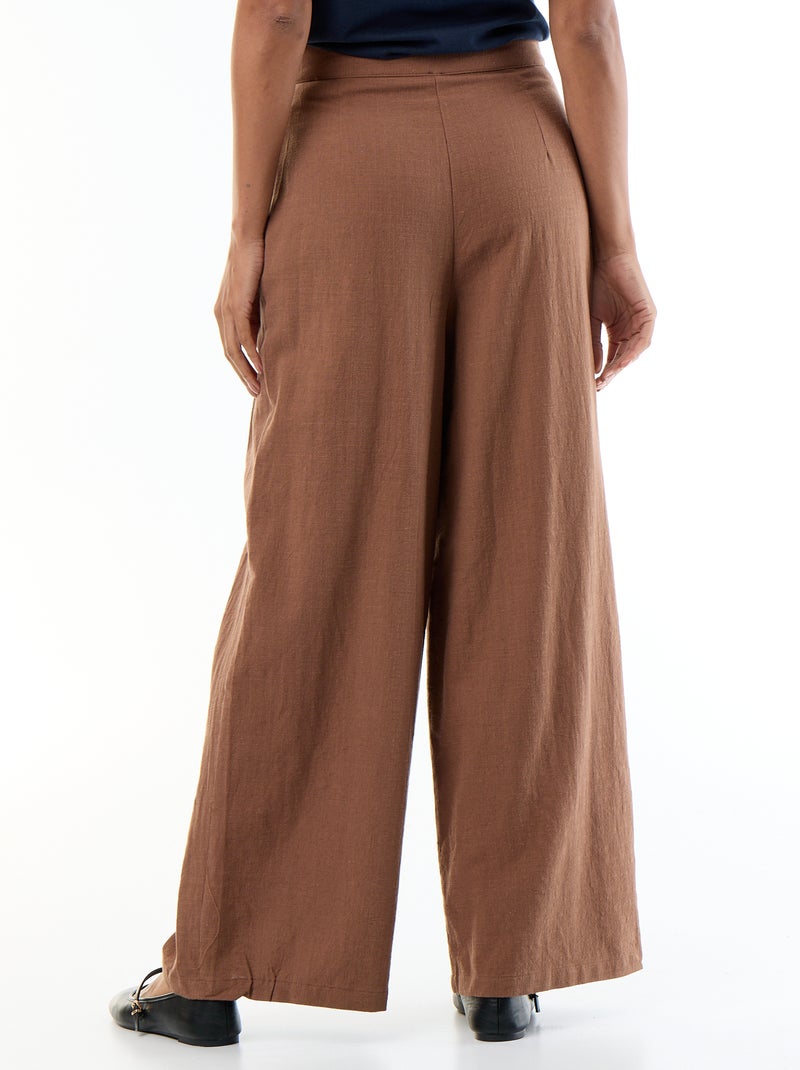 Leinenmischgewebe-Hose im Wide-Leg-Schnitt Braun - Kiabi