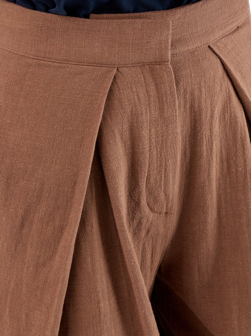 Leinenmischgewebe-Hose im Wide-Leg-Schnitt Braun - Kiabi
