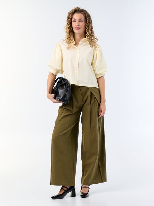 Leinenmischgewebe-Hose im Wide-Leg-Schnitt - Kiabi Leinenmischgewebe-Hose im Wide-Leg-Schnitt - Kiabi