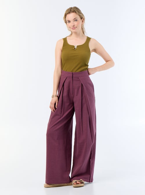 Leinenmischgewebe-Hose im Wide-Leg-Schnitt - Kiabi Leinenmischgewebe-Hose im Wide-Leg-Schnitt - Kiabi