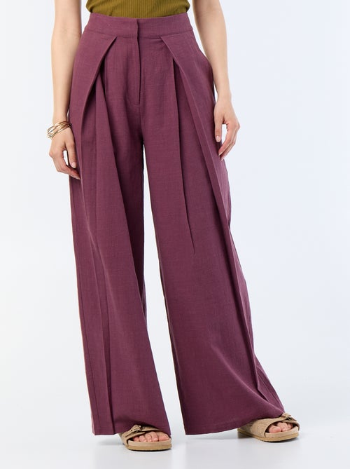 Leinenmischgewebe-Hose im Wide-Leg-Schnitt - Kiabi Leinenmischgewebe-Hose im Wide-Leg-Schnitt - Kiabi