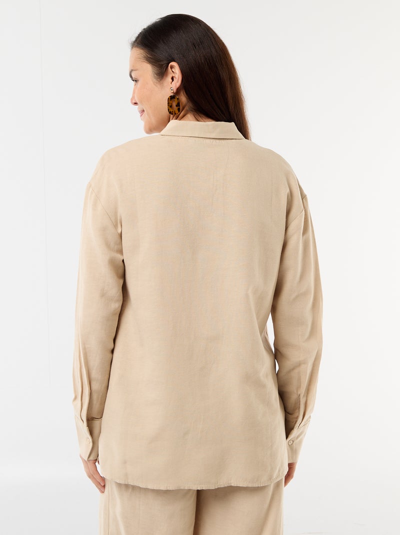 Leinenmischgewebe-Umstandshemd Beige - Kiabi