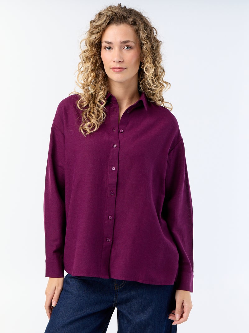Leinenmischhemd Lila - Kiabi