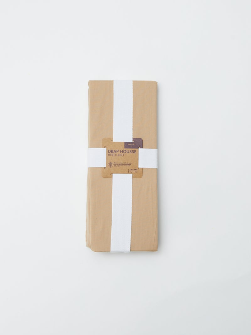 Lenzuolo con angoli 1 persona 90 x 190 in cotone - Kiabi Home BEIGE - Kiabi