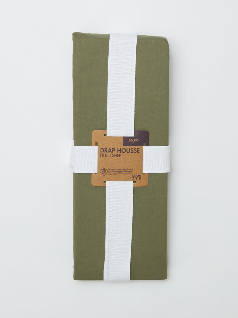 Lenzuolo con angoli singolo 90x190 in cotone - Kiabi Home VERDE - Kiabi