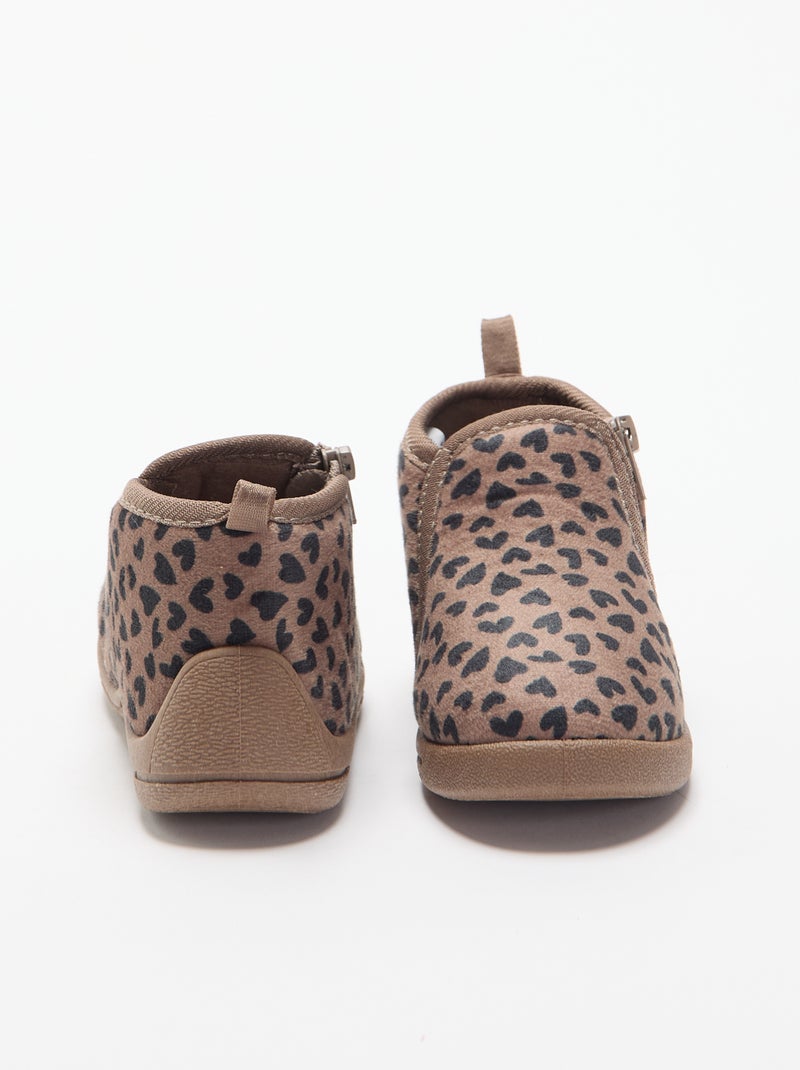 Leopard Print Bootie Slippers Brown - Kiabi