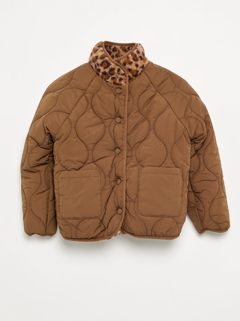 Leopard print faux fur jacket Brown - Kiabi