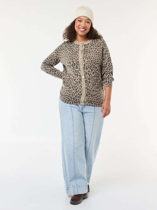Leopard Print Fine Knit Cardigan - Kiabi