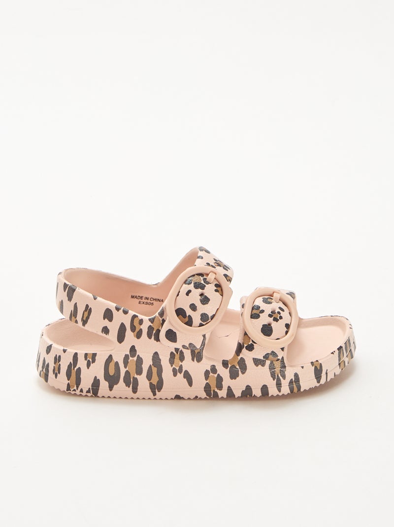 Leopard Print Plastic Sandals Brown - Kiabi