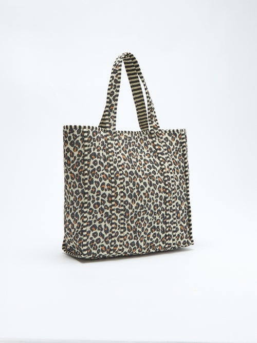 Leopard Print Quilted Tote Bag - Kiabi