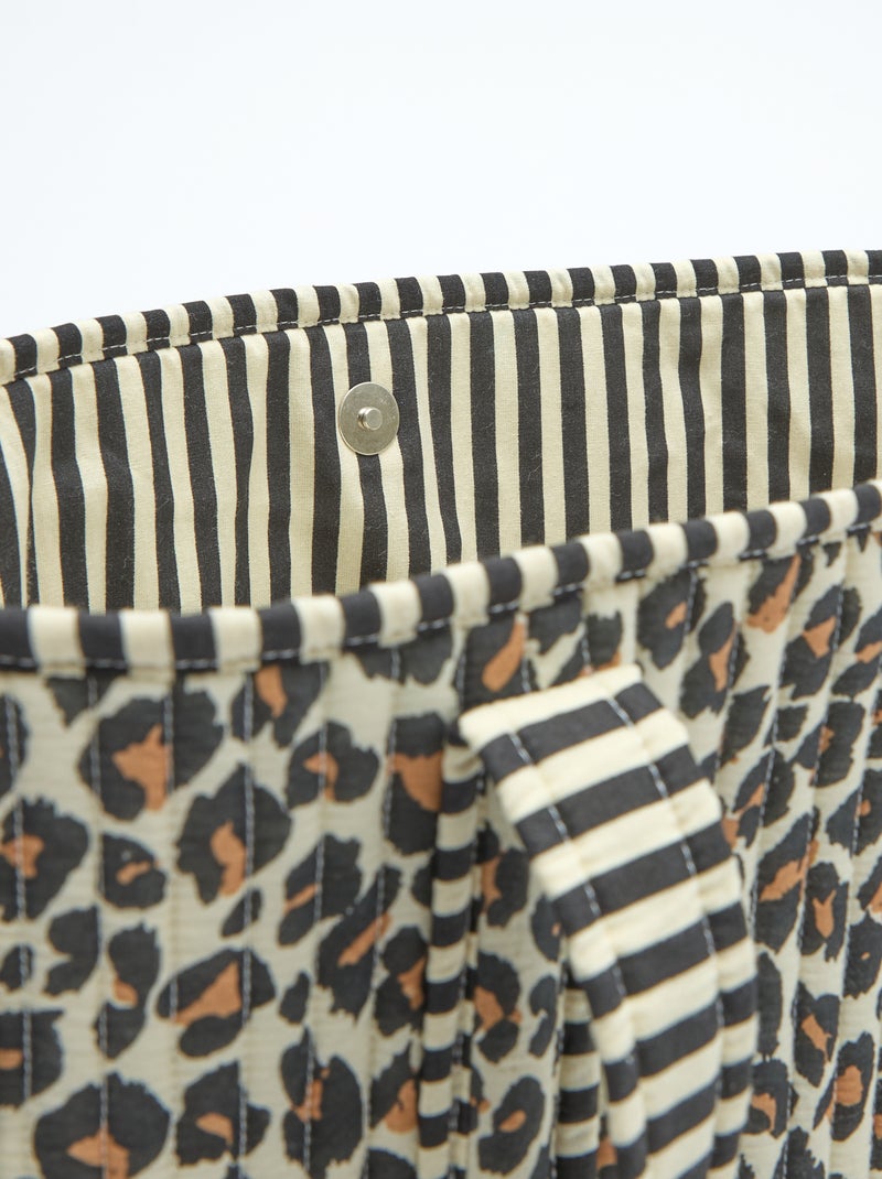 Leopard Print Quilted Tote Bag Brown - Kiabi