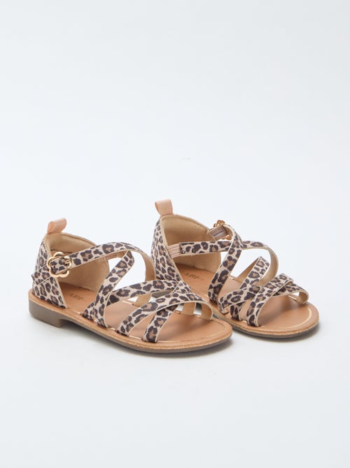 Leopard Print Strappy Sandals - Kiabi