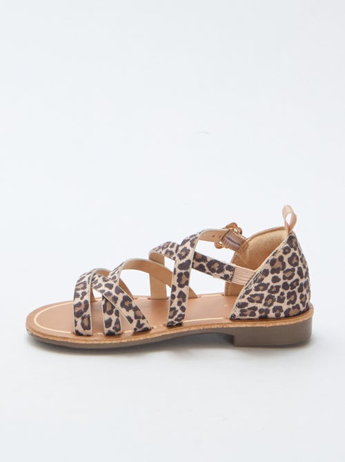 Leopard Print Strappy Sandals - Kiabi