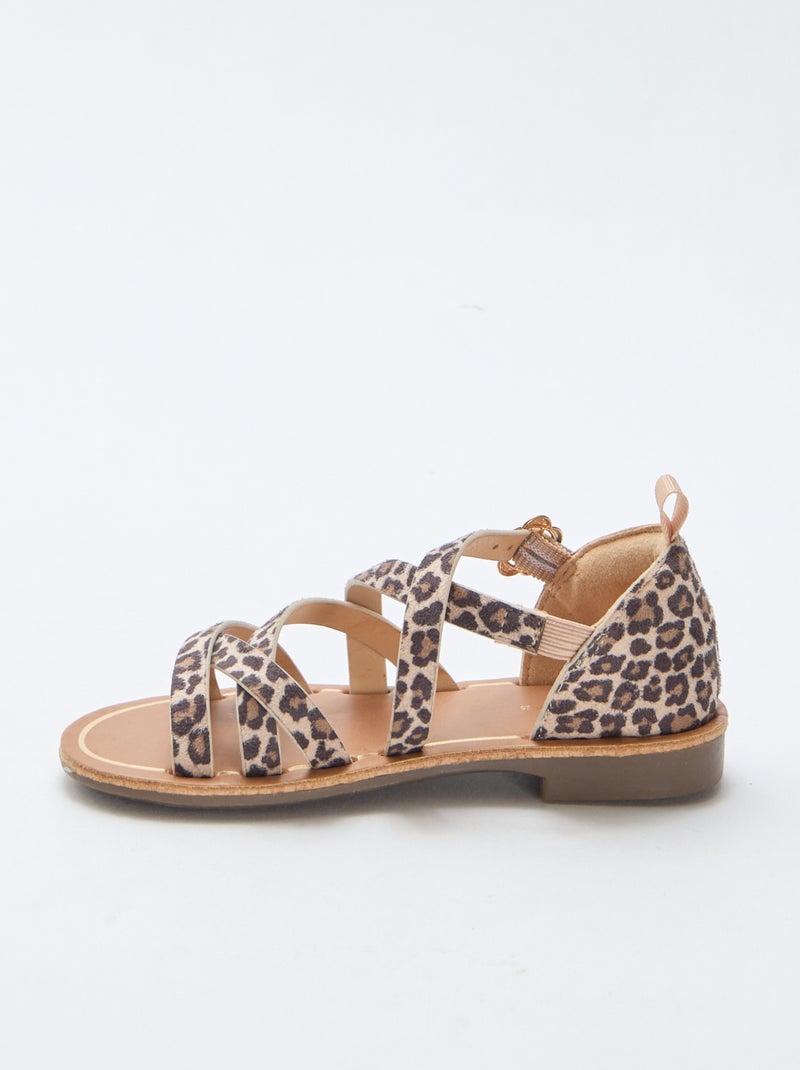 Leopard Print Strappy Sandals Brown - Kiabi