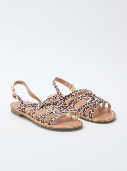 Leopard Print Strappy Sandals - Kiabi