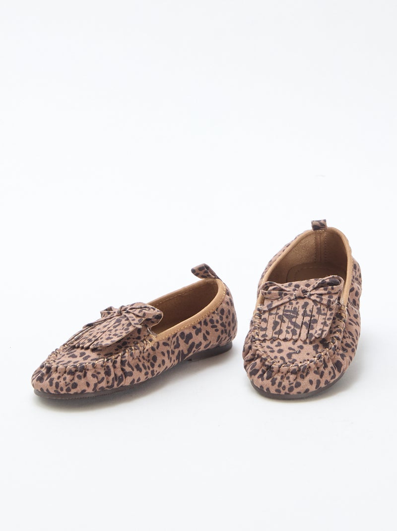 Leopard Print Suedette Moccasins Brown - Kiabi