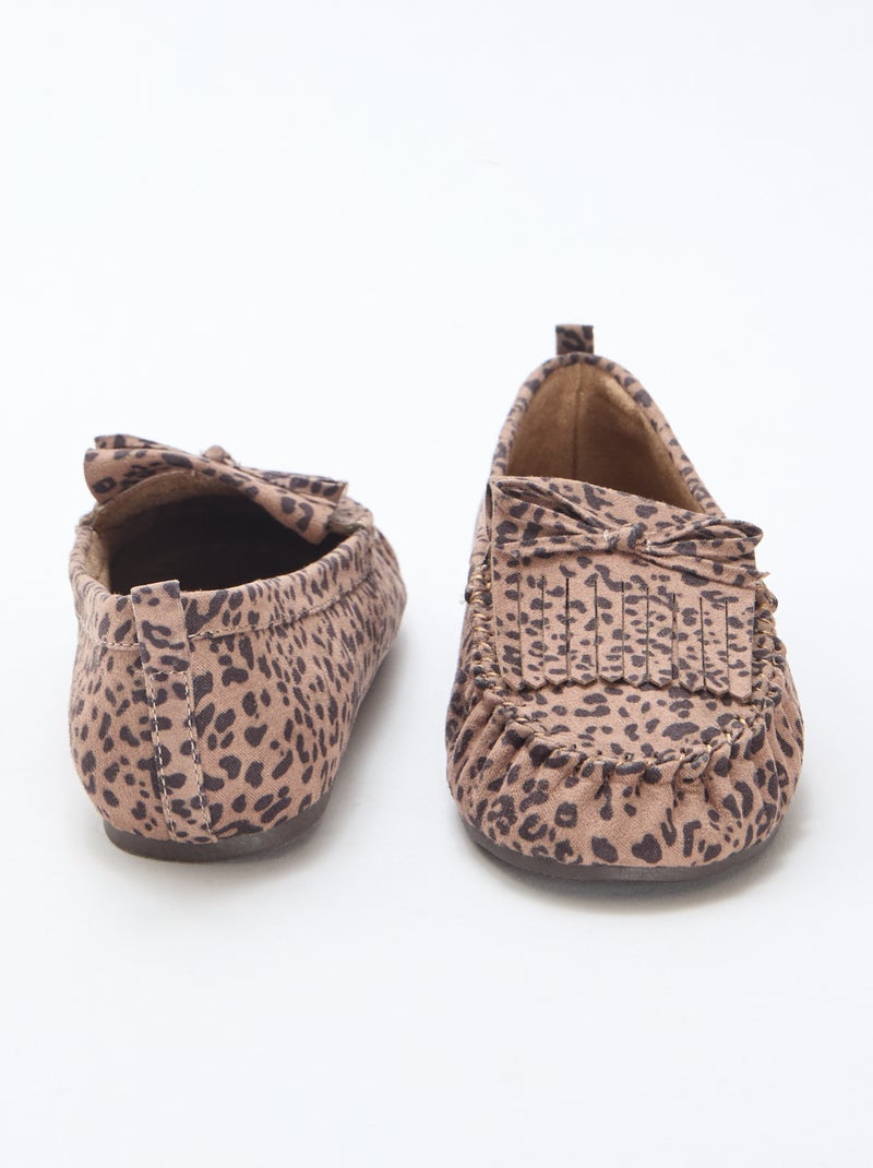 Leopard Print Suedette Moccasins Brown - Kiabi