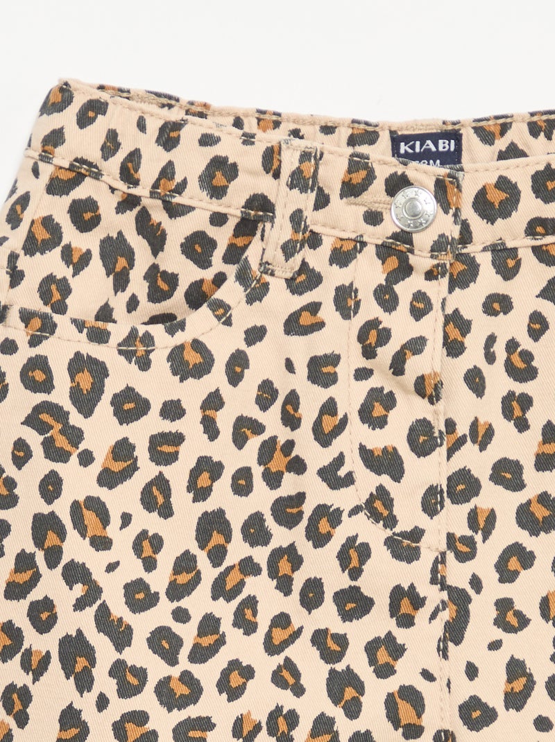 Leopard Print Twill Pants Beige - Kiabi