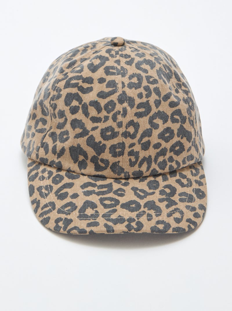 Leoparden-Cap aus Stoff Braun - Kiabi