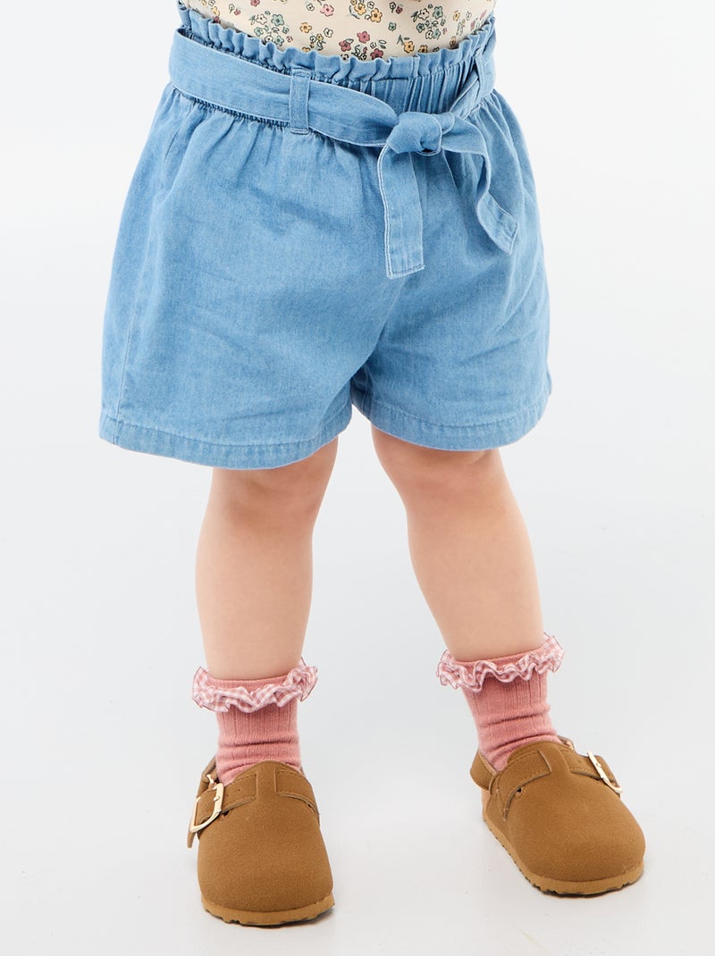 Light Denim Shorts with Removable Belt Blue - Kiabi