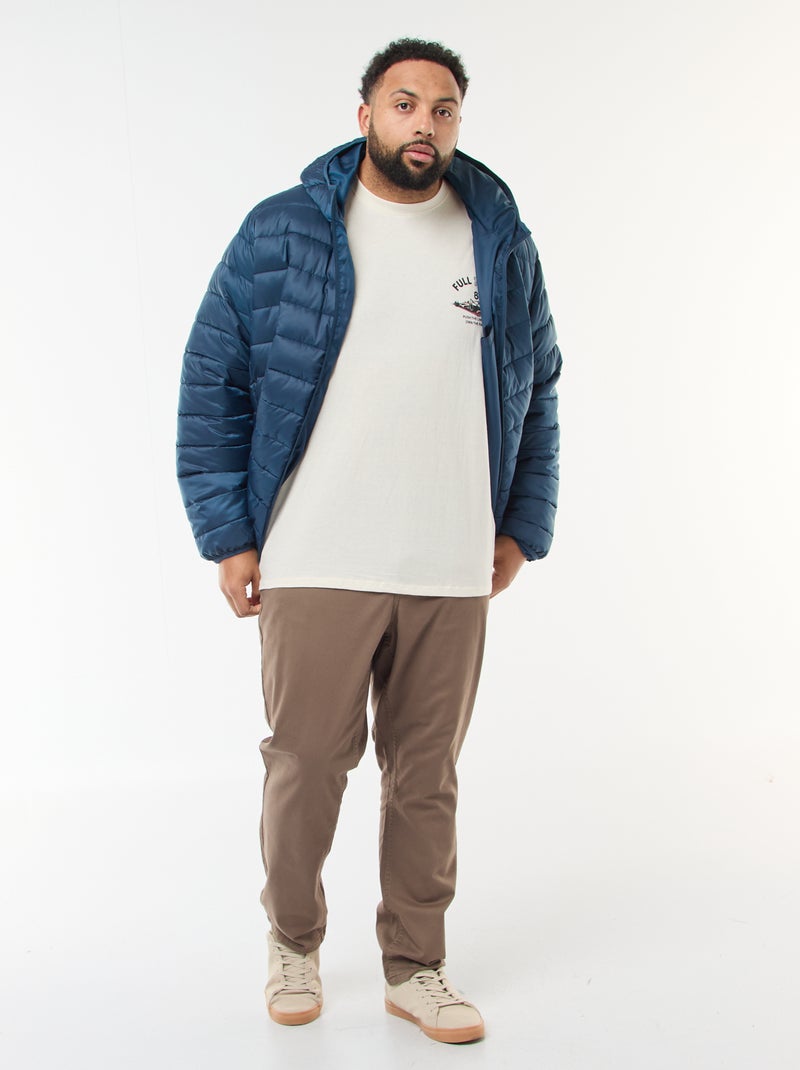 Light Padded Puffer Jacket with Hood Blue - Kiabi