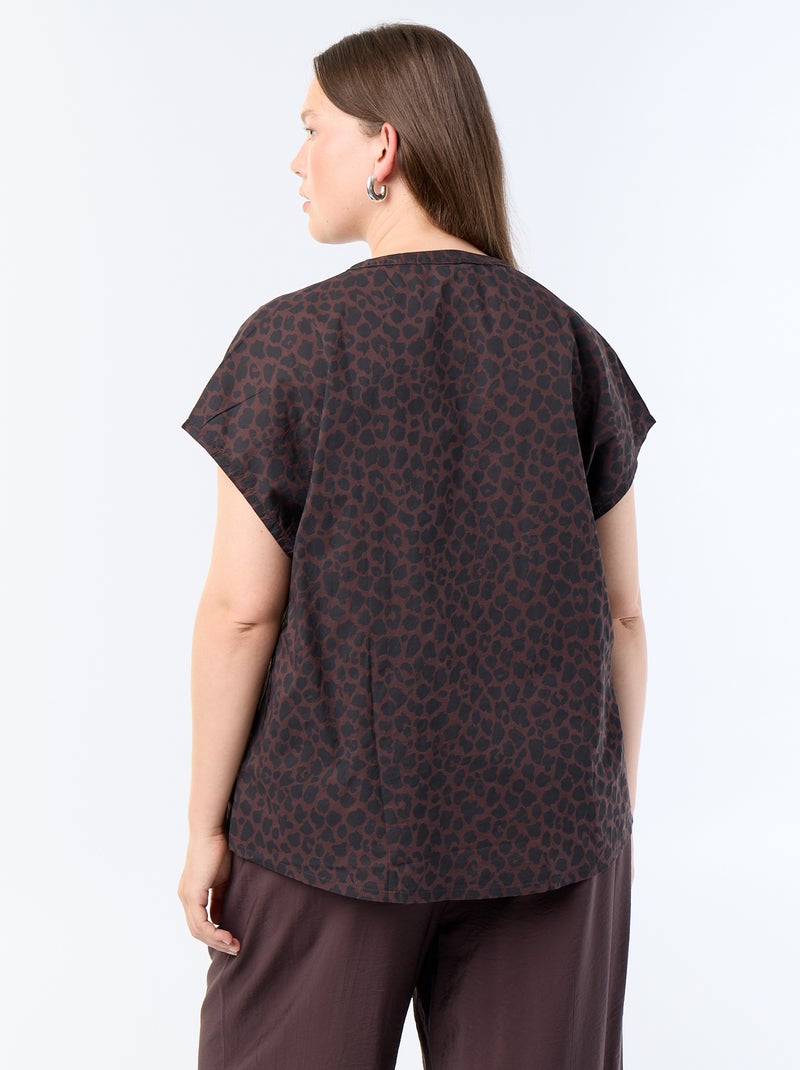 Light short-sleeved blouse Brown - Kiabi