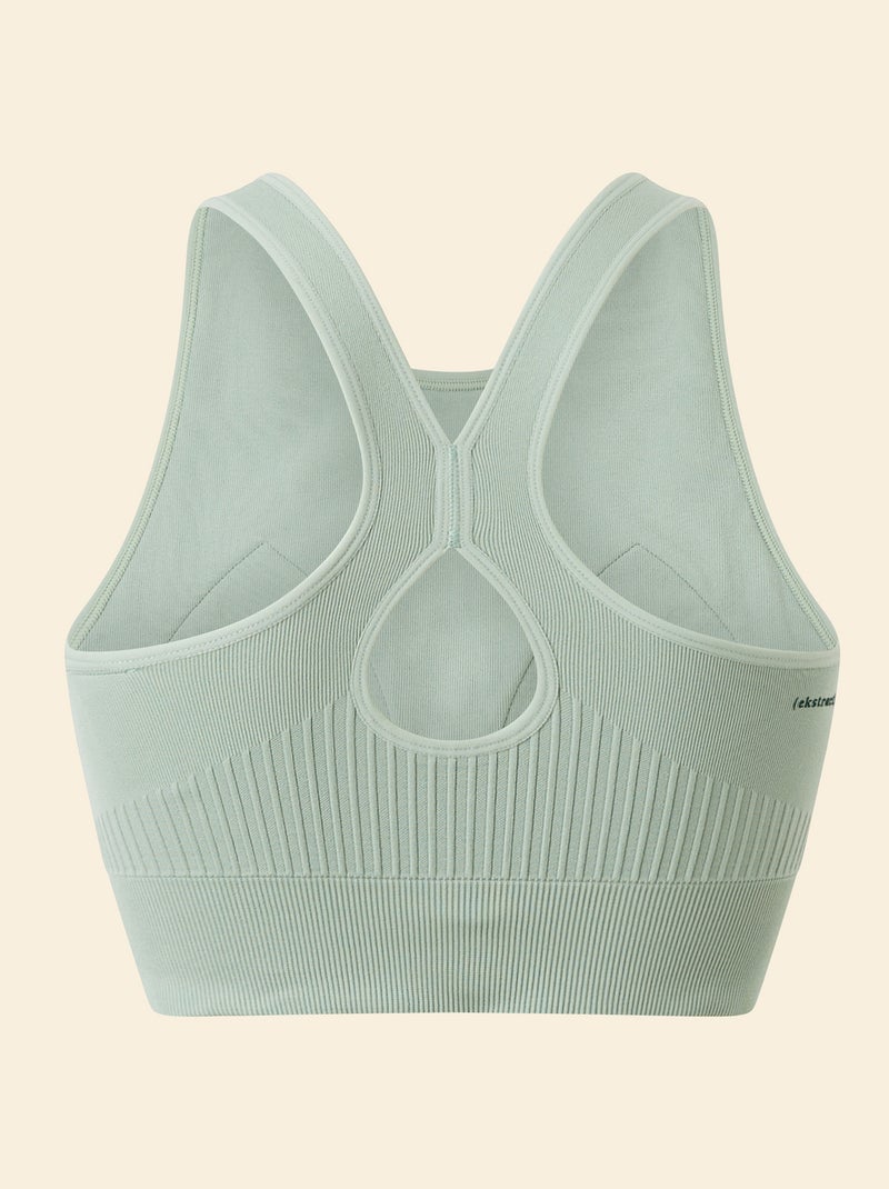 Light Support Ribbed Sports Bra - (ekstract) Green - Kiabi