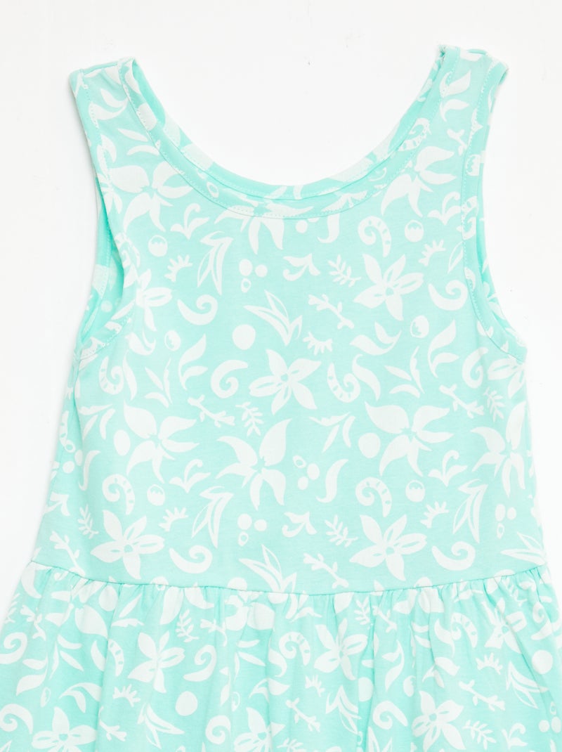 Lightweight Cotton Knit Dress with All-Over Print and Thin Straps Green - Kiabi