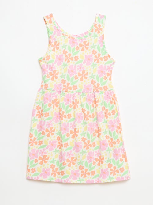 Lightweight Cotton Knit Dress with All-Over Print and Thin Straps - Kiabi