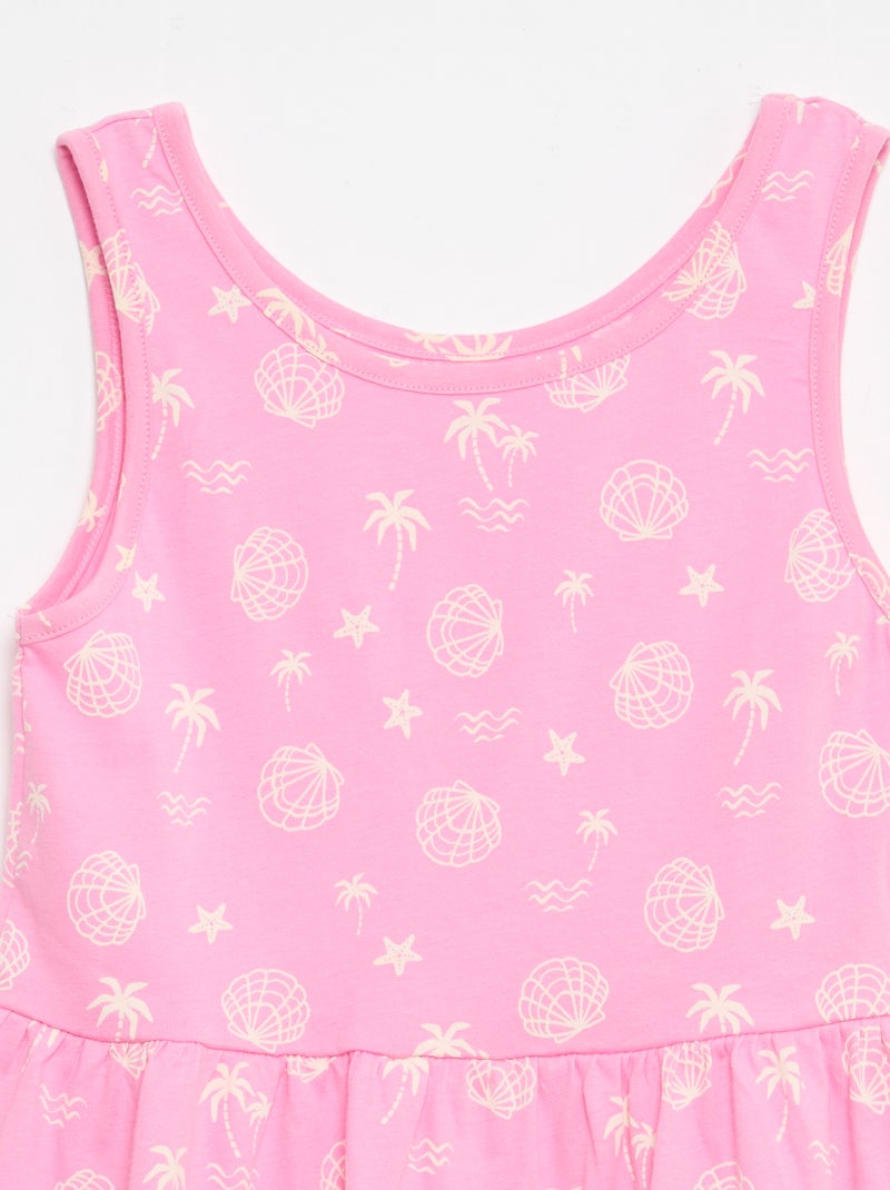 Lightweight Cotton Knit Dress with All-Over Print and Thin Straps Pink - Kiabi