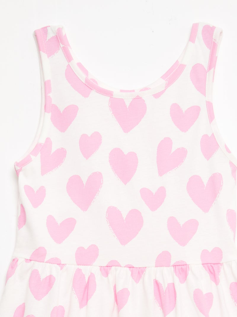 Lightweight Cotton Knit Dress with All-Over Print and Thin Straps Pink - Kiabi