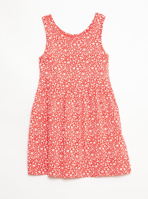 Lightweight Cotton Knit Dress with All-Over Print and Thin Straps - Kiabi