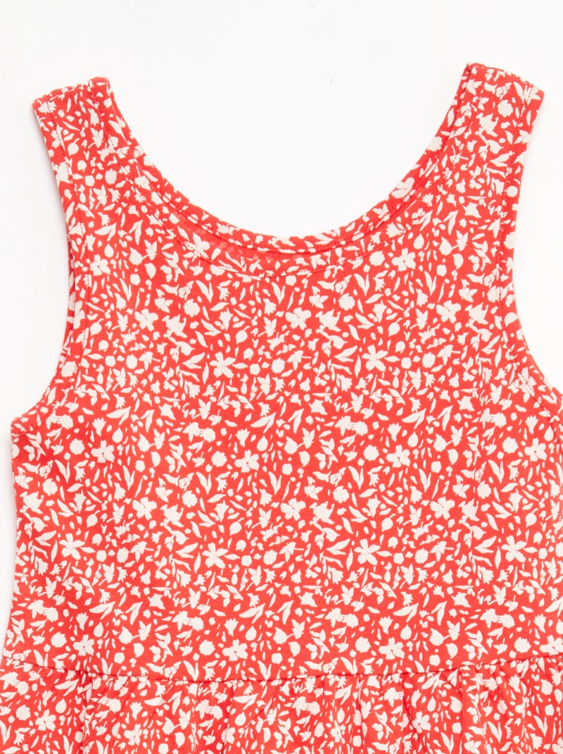 Lightweight Cotton Knit Dress with All-Over Print and Thin Straps Red - Kiabi