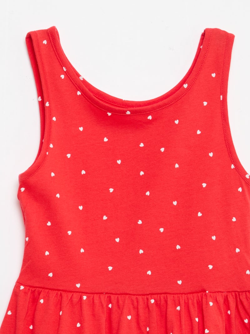 Lightweight Cotton Knit Dress with All-Over Print and Thin Straps Red - Kiabi
