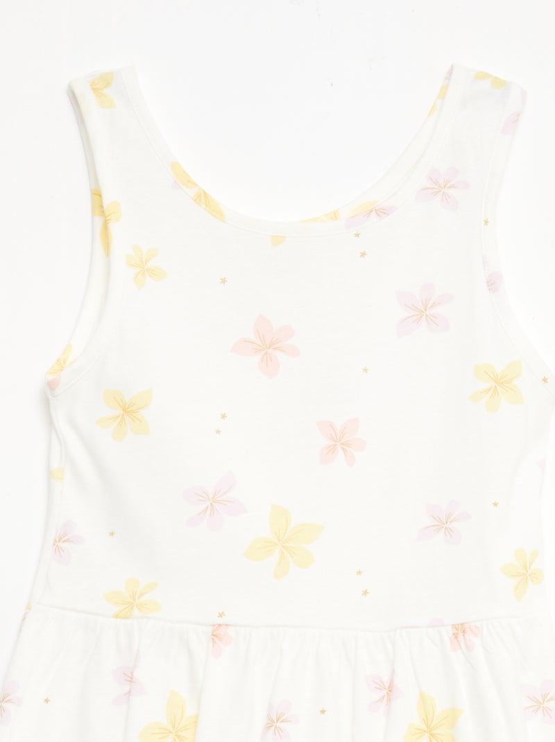 Lightweight Cotton Knit Dress with All-Over Print and Thin Straps White - Kiabi