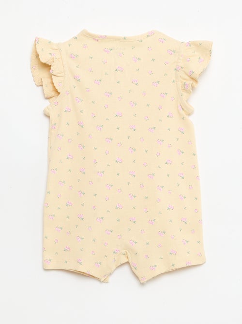 Lightweight Cotton Romper with Ruffle Sleeves - Kiabi