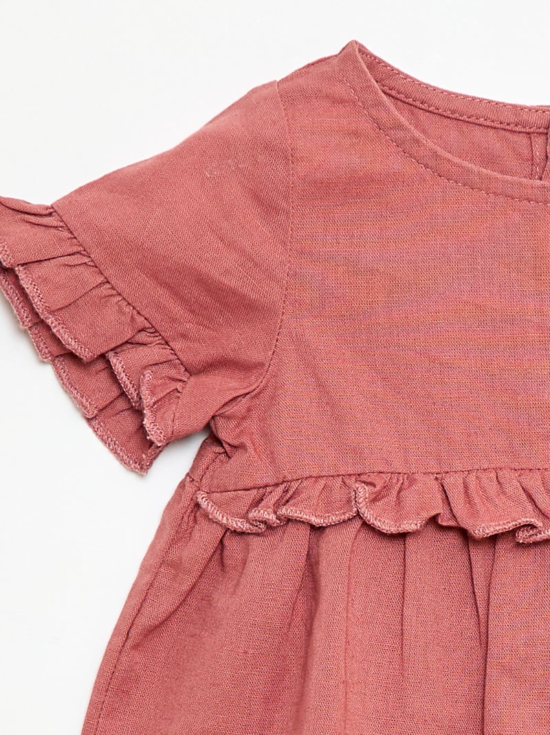Lightweight Dress with Short Flutter Sleeves Pink - Kiabi