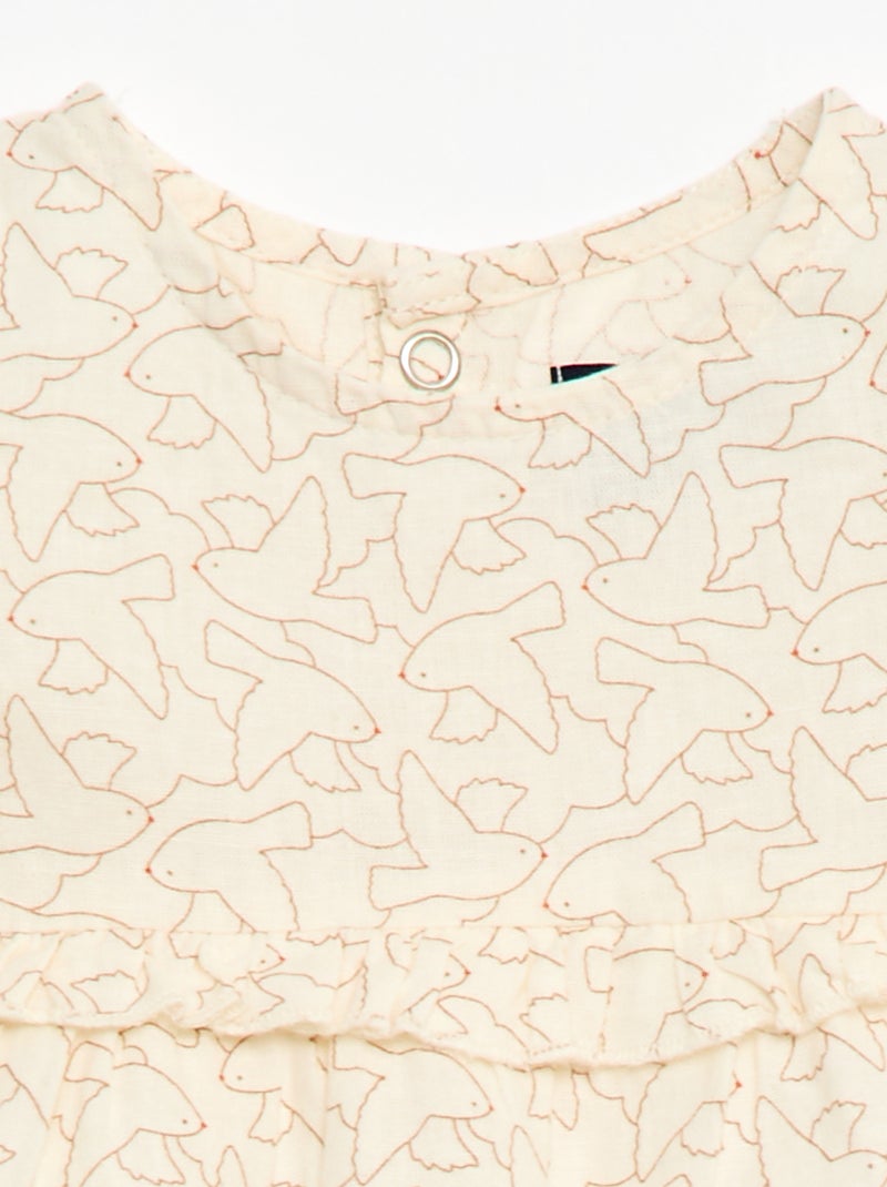 Lightweight Dress with Short Flutter Sleeves White - Kiabi
