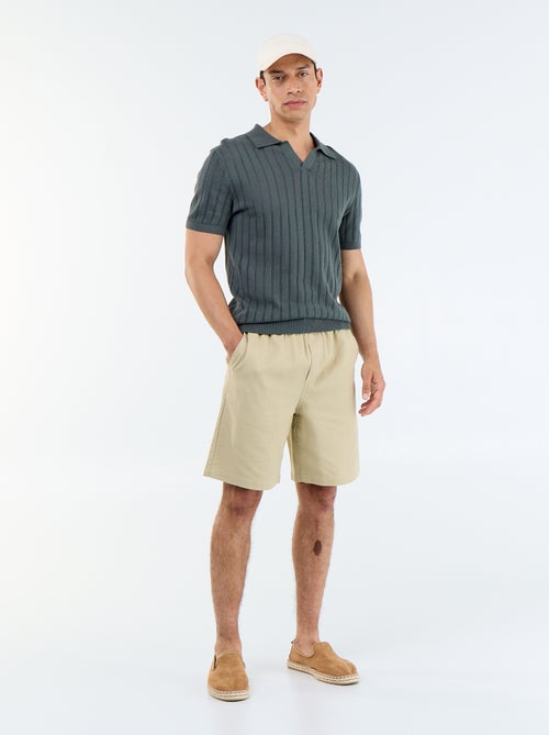Lightweight fleece Bermuda shorts with drawstrings - Kiabi