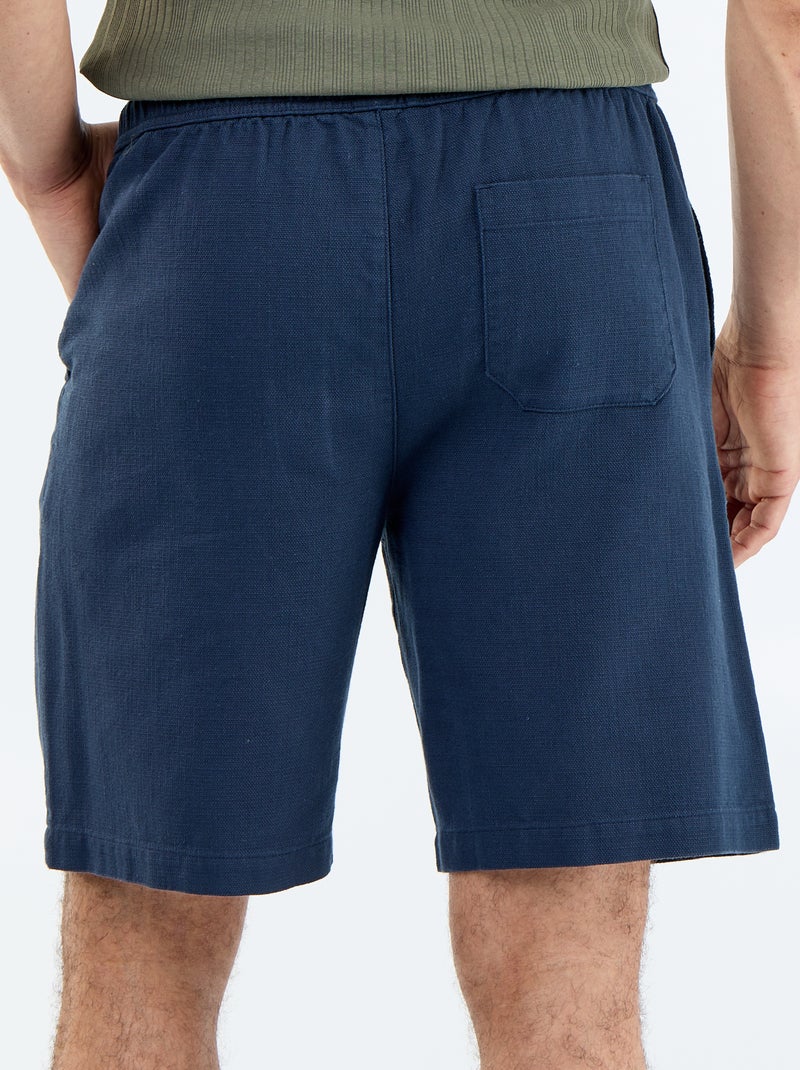 Lightweight fleece Bermuda shorts with drawstrings Blue - Kiabi
