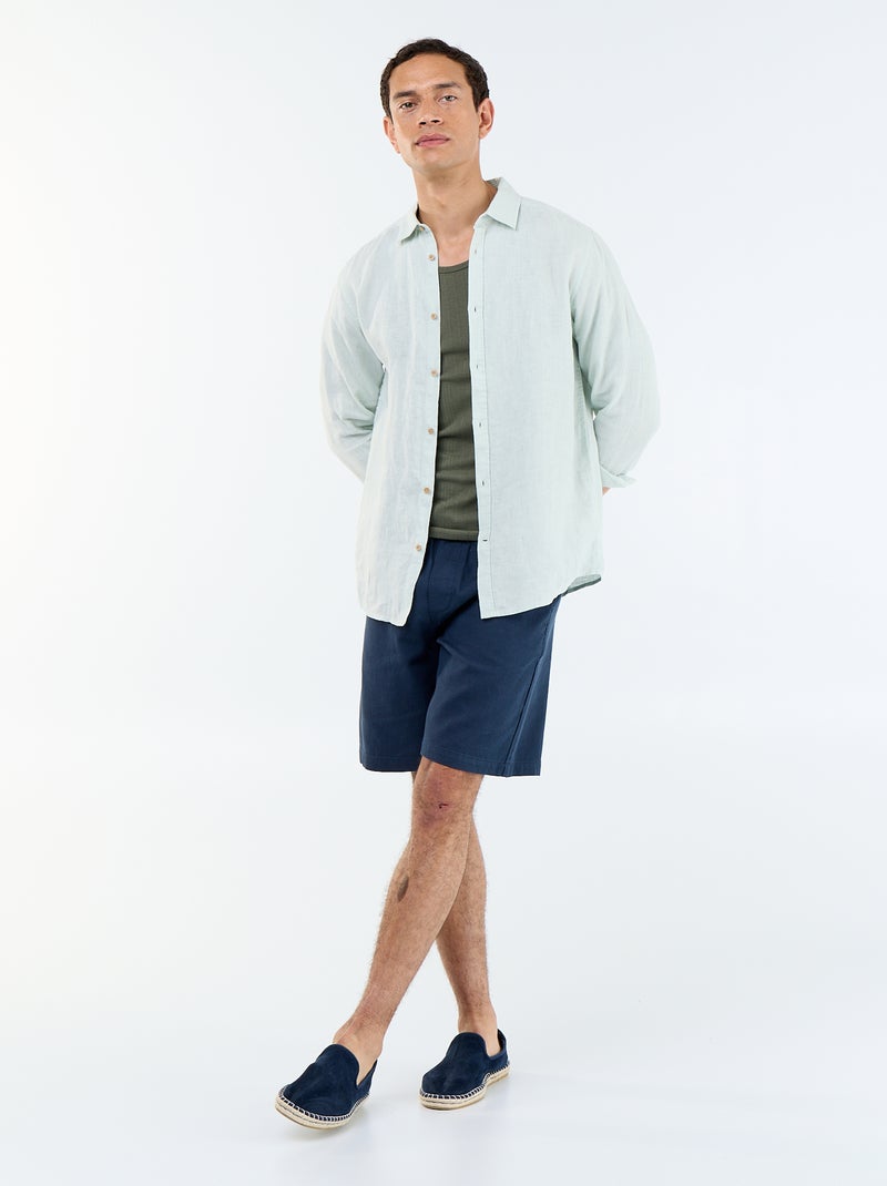 Lightweight fleece Bermuda shorts with drawstrings Blue - Kiabi