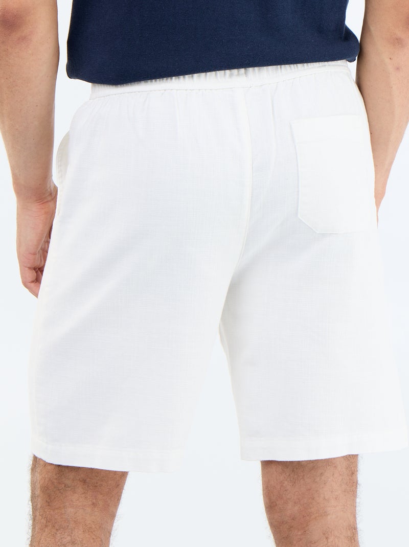 Lightweight fleece Bermuda shorts with drawstrings White - Kiabi