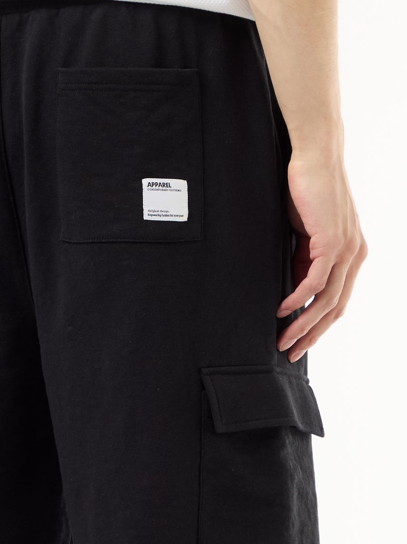 Lightweight Fleece Bermuda Shorts with Flap Pockets Black - Kiabi