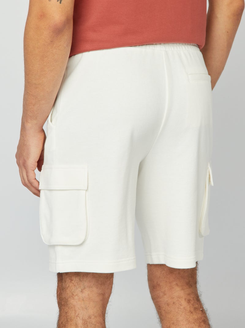 Lightweight fleece multi-pocket Bermuda shorts WHITE - Kiabi