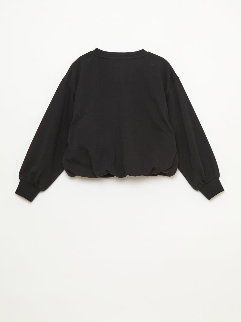 Lightweight Fleece Sweatshirt with Front Graphic Black - Kiabi